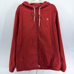 Marine Layer Men’s Elijah Red Waterproof Waxed Zip Up Rain Jacket X-Large